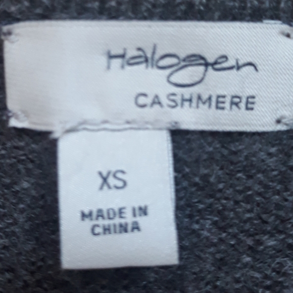 Halogen Gray Cashmere Sweater  Pink Geometric Design - Size XS Pullover Sweater - Picture 8 of 12